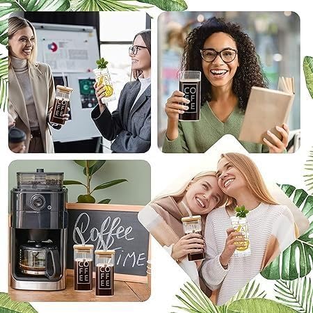 “Reusable Glass Cup with Bamboo Lid & Straw – Eco-Friendly Iced Coffee & Smoothie Tumbler”