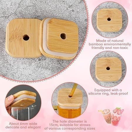 “Reusable Glass Cup with Bamboo Lid & Straw – Eco-Friendly Iced Coffee & Smoothie Tumbler”