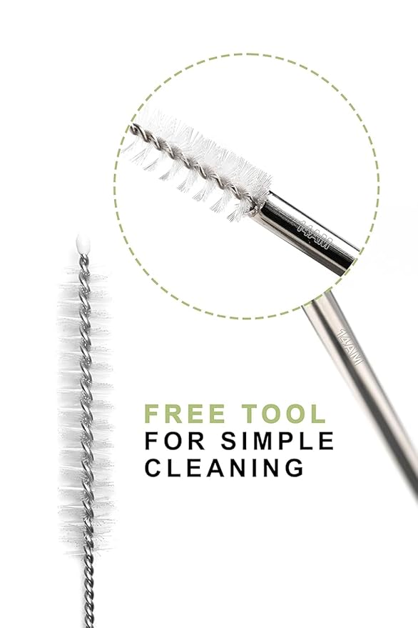“Reusable Stainless Steel Straw Set with Cleaning Brush – Eco-Friendly Drinking Straws”