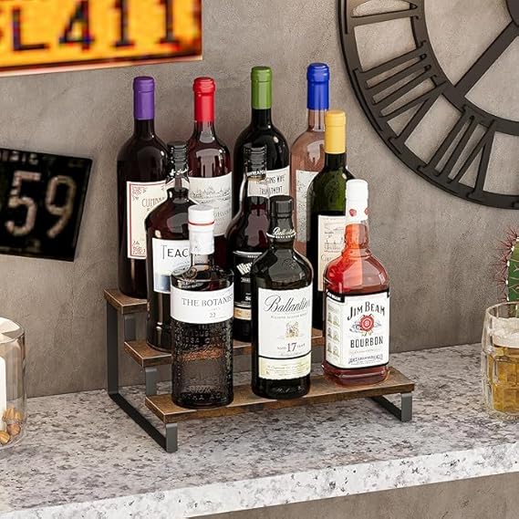 “3-Tier Wooden Spice Rack & Countertop Organizer – Rustic Kitchen & Home Shelf”